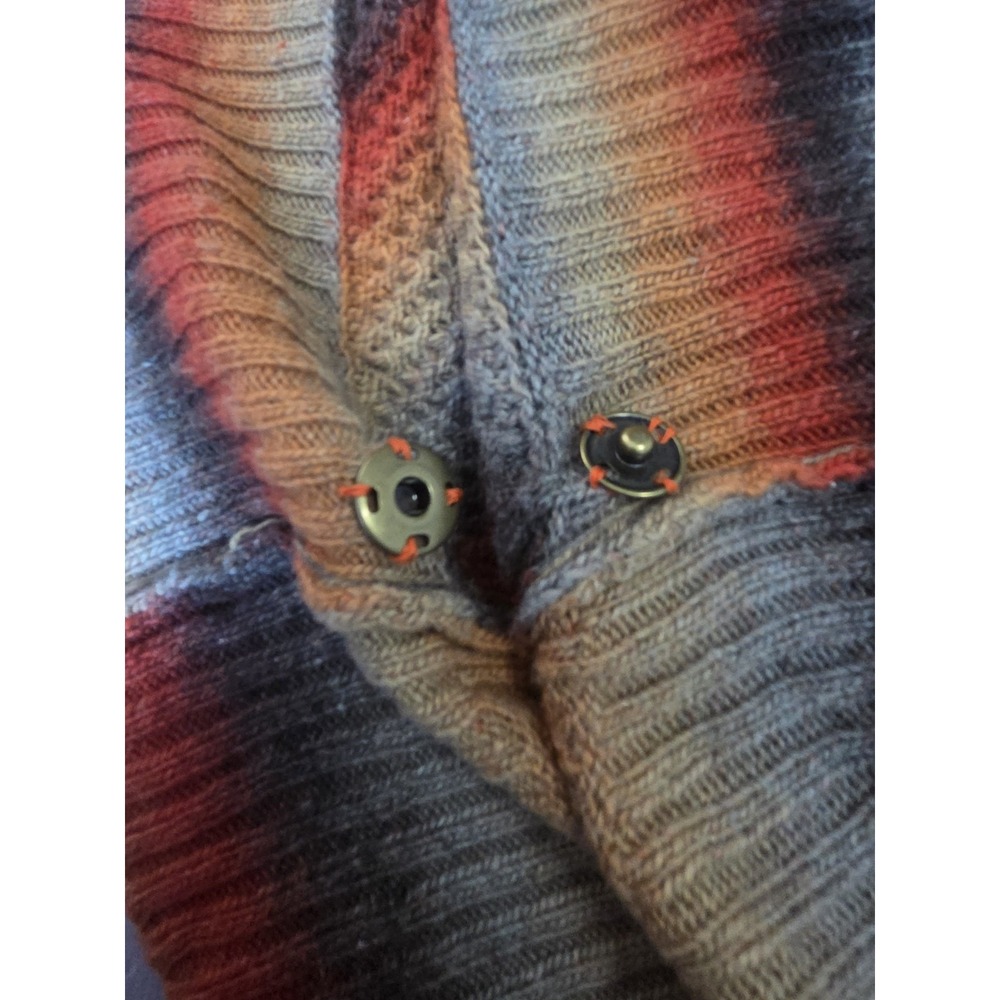 Denocracy L/XL Horizontal Stripe BOHO Poncho (red,Purple,Brown earth tones) - Picture 6 of 7